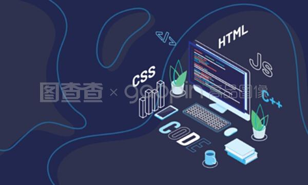 帶有抽象藍(lán)色背帶文本代碼的網(wǎng)頁(yè)開(kāi)發(fā)者的工作區(qū)